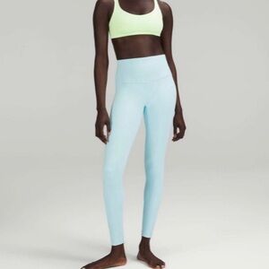 light blue lululemon 28” leggings size 6 but can fit a 4 because double lined
